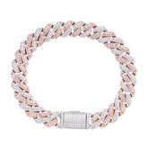 10mm Cuban Rose Two Tone Solitaire Moissanite Bracelet